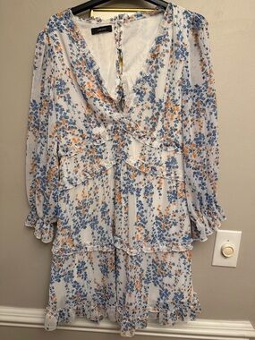 Forever 21 White Floral Ruffle Mini Dress